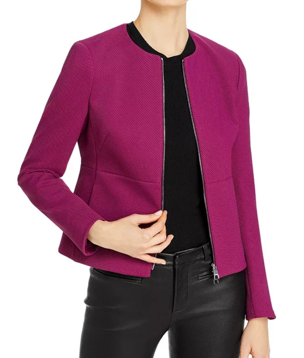 BOSS Hugo Boss Jedrila Zip Front Jacket Blazer US4 Fuchsia Magenta office career